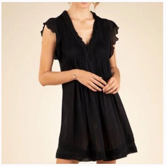 NEW Poupette St. Barth Sasha Mini Dress in Black Sz M - Picture 2 of 2
